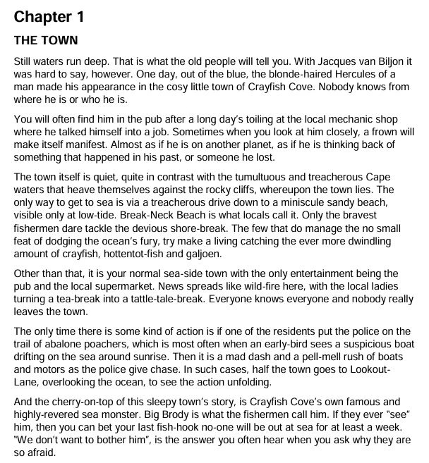 An extract of the first draft of the English translation of the novel The Winds of The Wild Coast.